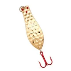 Yellow Bird - Premium Doctor Spoon With Red LazerSharp Hooks In (PM502) Hex Hammered Gold - 3.75" 5/8oz