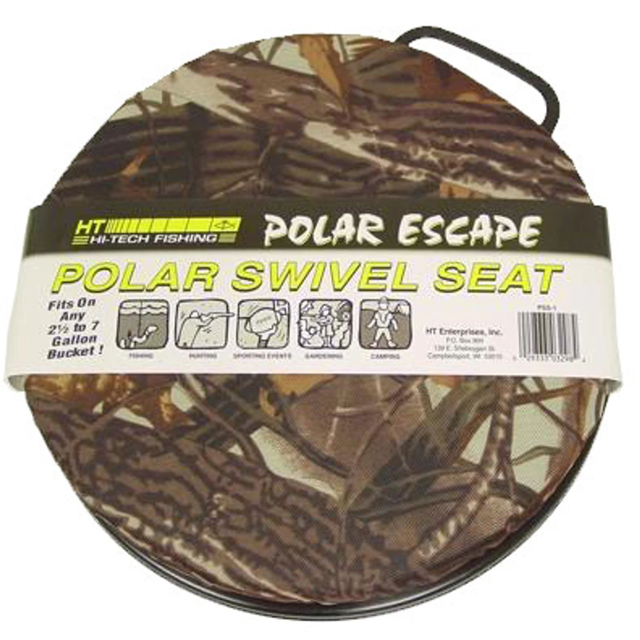 HT Enterprises HT Polar Camo Swivel Cushioned Bucket Seat - Fits 5 Or 6 Gallon Pails